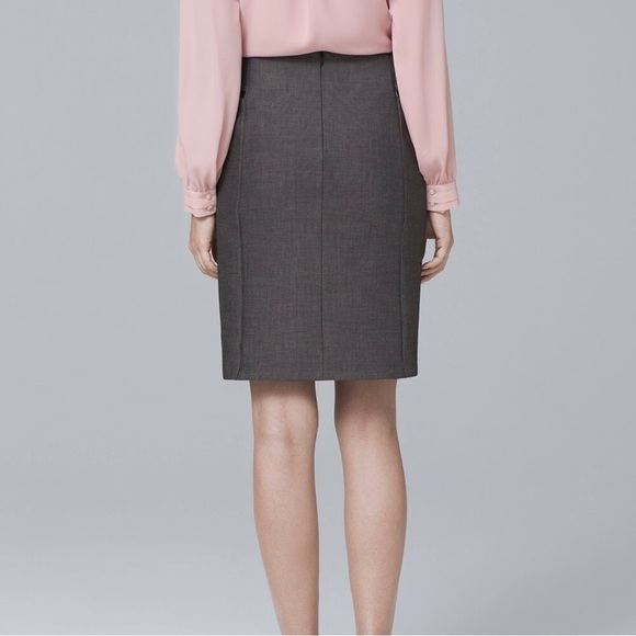 White House Black Market Women’s Luxe Suiting Pencil Skirt Size 8 Leather Trim - Picture 2 of 10